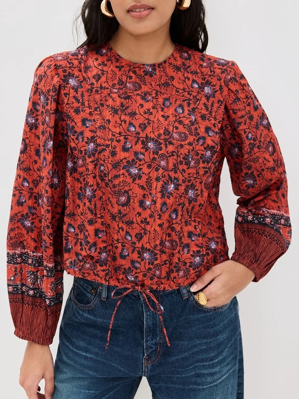 Ulla Johnson $320 Orange Poppy Prisha Blouse Size 6 Small Cottage Core Boho Chic